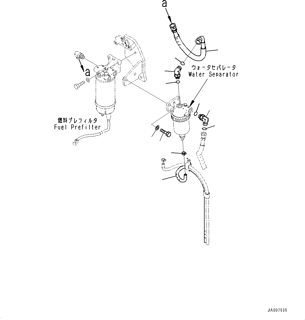 Bulldozers Komatsu / D65EX-16 S/N 80001-UP(0000238C) / Fuel Supply Piping, Water Separator Mounting (#80001-)(D007004 : D0200-003004)