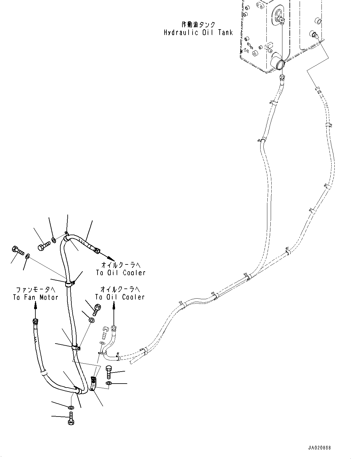 Bulldozers Komatsu / D65EX-16 S/N 80001-UP(0000238C) / Hydraulic Pump, Fan Motor Piping (#80001-)(H005004 : H0310-002004)