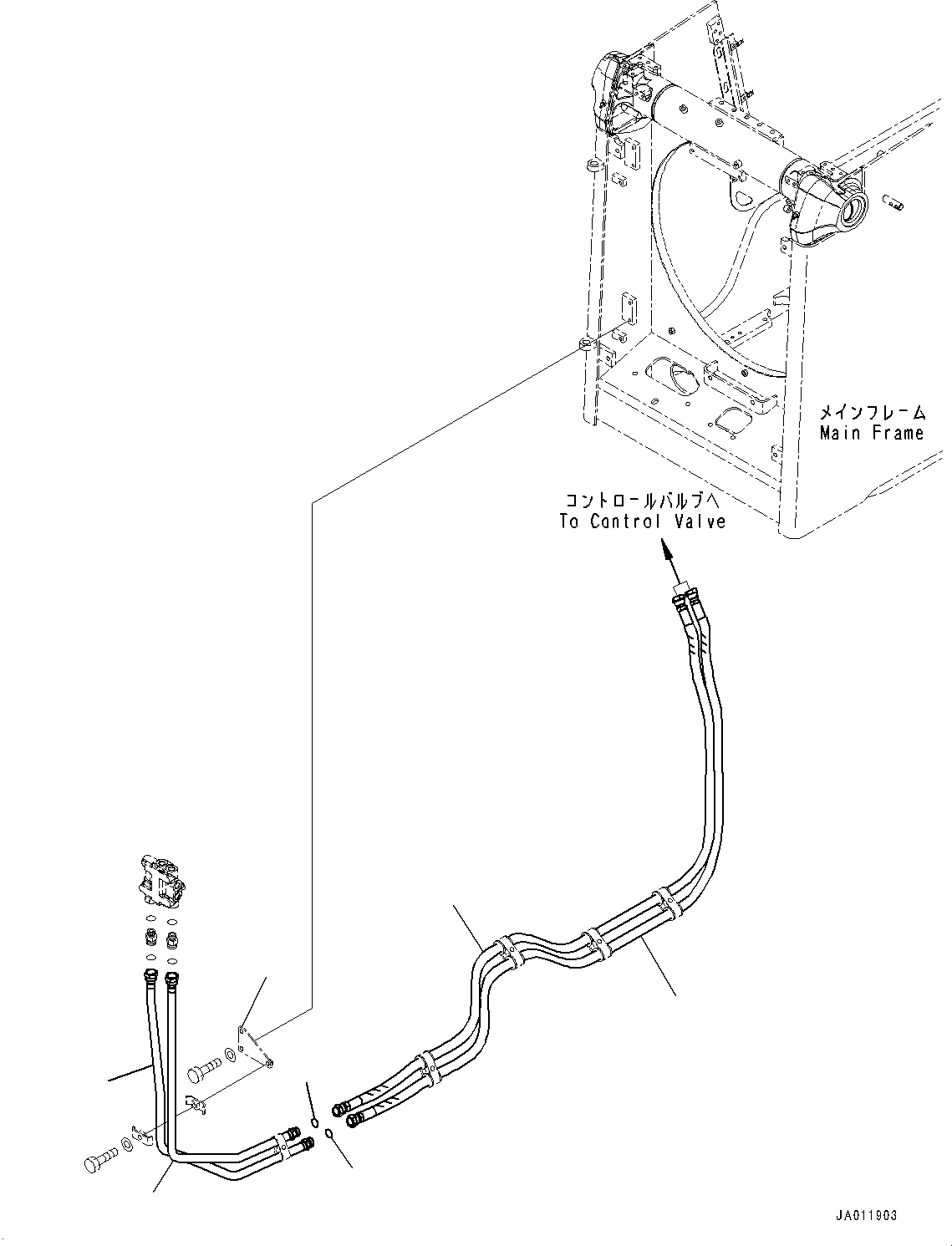 Bulldozers Komatsu / D65EX-16 S/N 80001-UP(0000238C) / Dozer Blade Lift Cylinder Piping, Hose (#81226-)(H014001 : H2210-007001)