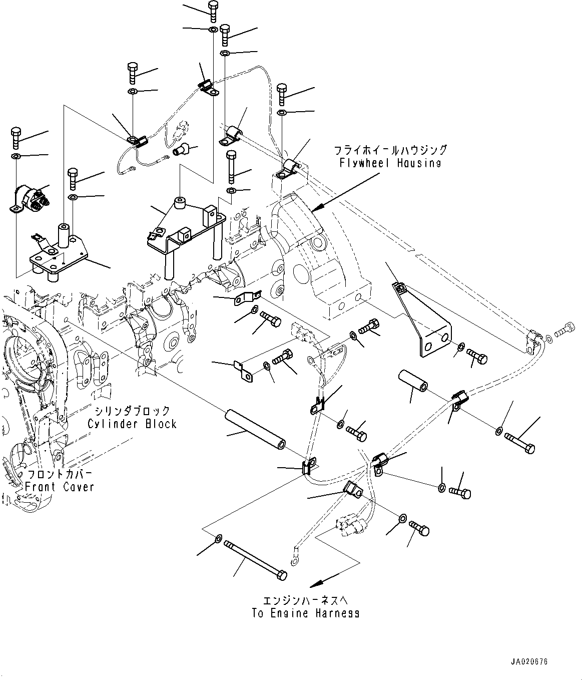Bulldozers Komatsu / D65PX-16 S/N 80001-UP(0000239C) / Engine Wiring Harness, Bracket and Clip (1/2) (#80001-)(B010004 : B0500-001003)