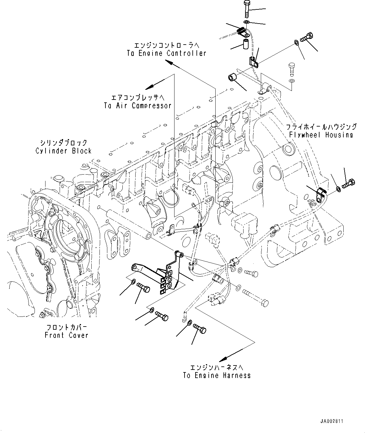 Bulldozers Komatsu / D65PX-16 S/N 80001-UP(0000239C) / Engine Wiring Harness, Bracket and Clip (2/2) (#80001-)(B010005 : B0500-001004)