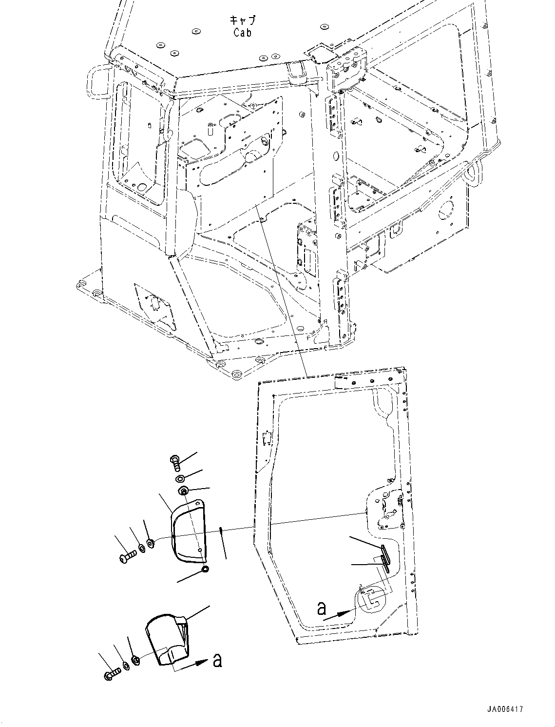 Bulldozers Komatsu / D65PX-16 S/N 80001-UP(0000239C) / ROPS Cab, Door Cover, L.H. (#80980-)(K026007 : K0210-011004A)
