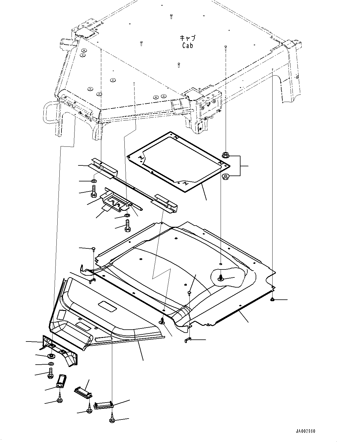 Bulldozers Komatsu / D65PX-16 S/N 80001-UP(0000239C) / ROPS Cab, Roof Cover (1/2) (#80001-80849)(K026027 : K0210-011020)