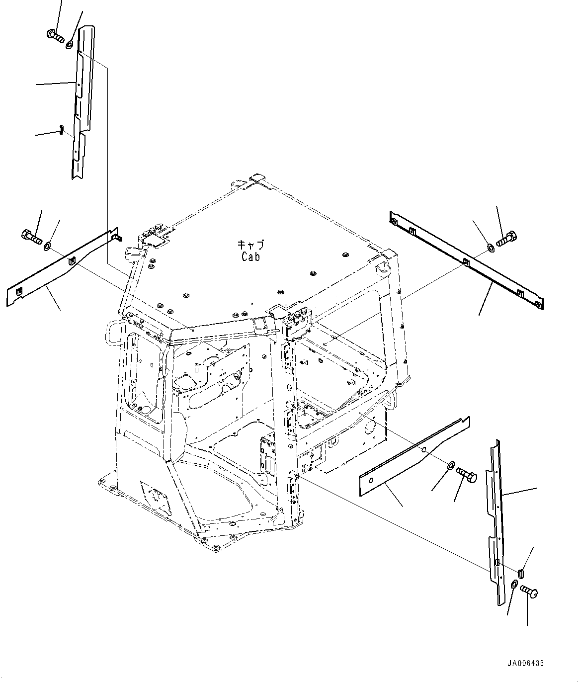 Bulldozers Komatsu / D65PX-16 S/N 80001-UP(0000239C) / ROPS Cab, Outside Cover (#80001-80979)(K026031 : K0210-011023)