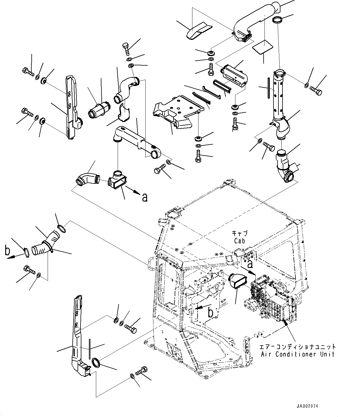 Bulldozers Komatsu / D65PX-16 S/N 80001-UP(0000239C) / ROPS Cab, Air Conditioner Duct (1/3) (#80001-)(K026035 : K0210-011026)