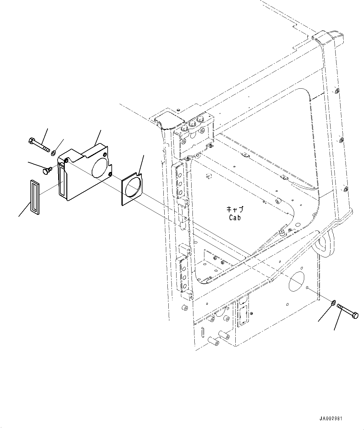 Bulldozers Komatsu / D65PX-16 S/N 80001-UP(0000239C) / ROPS Cab, Air Conditioner Duct (2/3) (#80001-)(K026037 : K0210-011028)