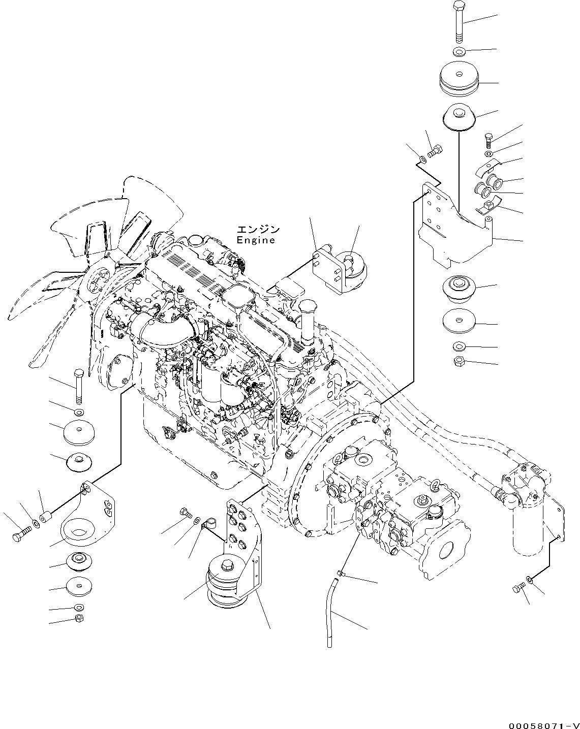 Excavators Komatsu / PC300-8 S/N C50001-UP(0000242B) / Engine Mounts (#C50001-)(B002001 : B0100-001001)