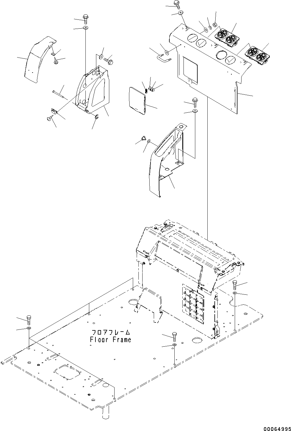 Excavators Komatsu / PC300-8 S/N C50001-UP(0000242B) / Cab, With AM-FM Radio For Asia Cab In Parts, Rear Cover (#C50001-)(K007023 : K1110-004023)