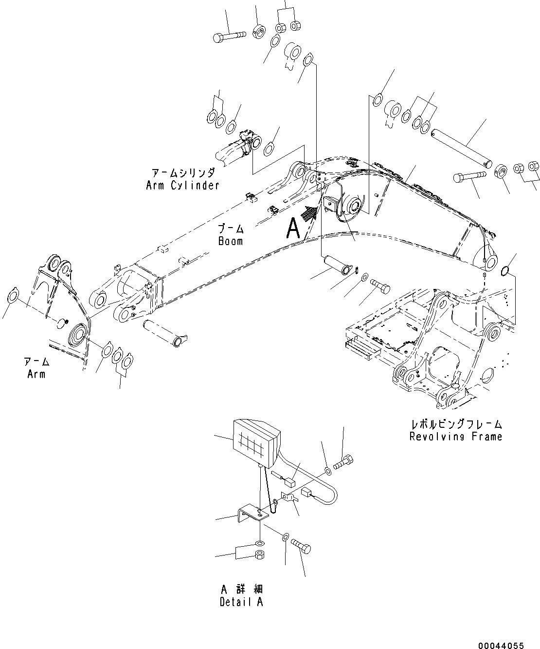 Excavators Komatsu / PC300-8 S/N C50001-UP(0000242B) / Boom, 6.5m, Strengthened, 100 Hours Greasing Type Cylinder Pin And Working Lamp (#C50001-)(T001005 : T1110-003005)