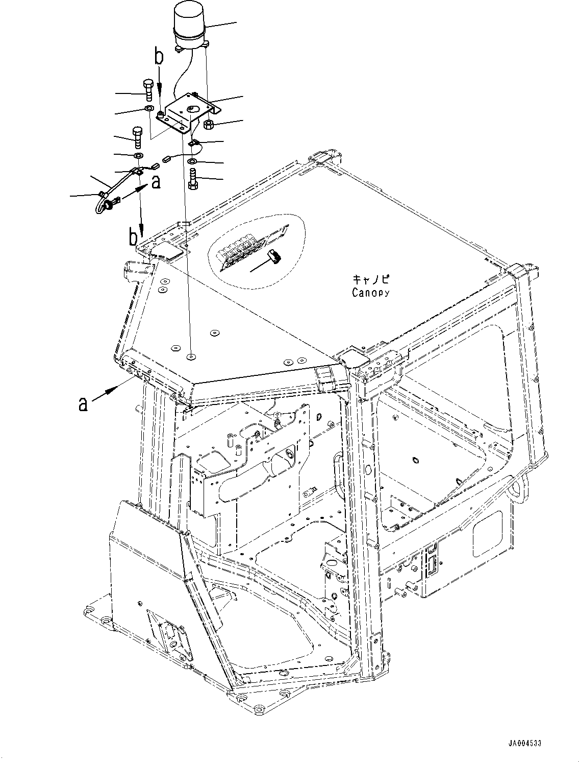 Komatsu parts book diagram for D65PX-16 S/N 80001-UP: ЛЮ ?єЭ ЧЭМЯ, (ROPS  ? ?ЙЛЯ —P)(#80054-84425)
