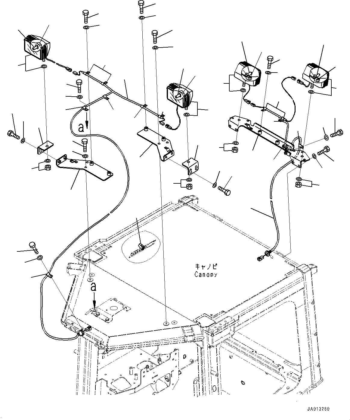 Komatsu parts book diagram for D65PX-16 S/N 80001-UP: ‘O•ыЌм‹Ж“”ҐЊг•ыЌм‹Ж“”, (ROPS  ? ?ЙЛЯ —P)(#80054-)