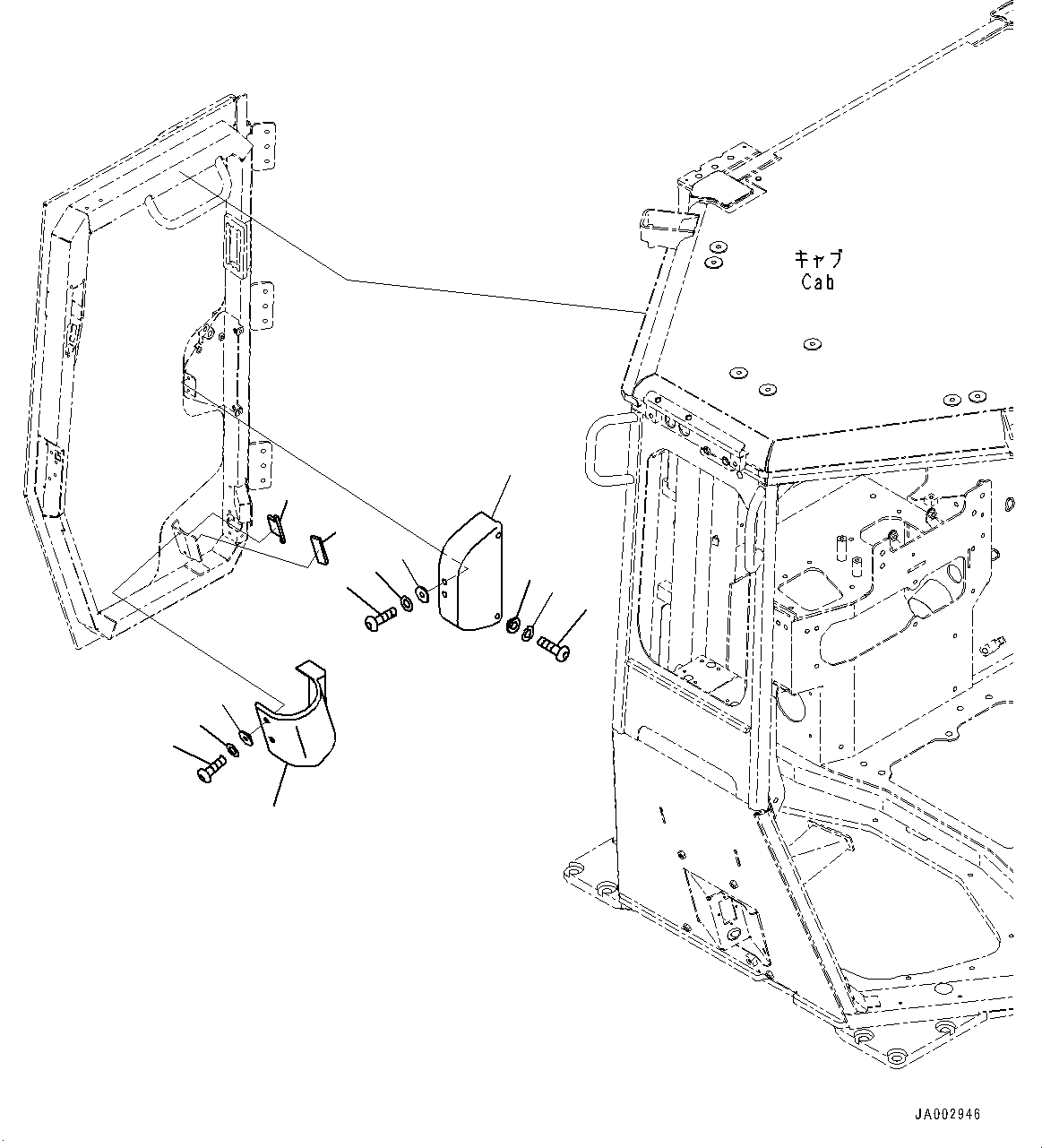 Komatsu parts book diagram for D65PX-16 S/N 80001-UP: ROPS  ? ?МЮ, ДЮ ?  ?КЮ ?, ‰E(#80001-80979)