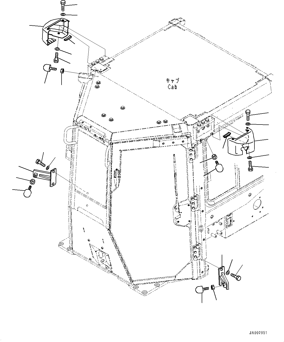 Komatsu parts book diagram for D65PX-16 S/N 80001-UP: ROPS  ? ?МЮ, ДЮ ?  ? ?МЯЭ ЫЇё(#80001-80726)