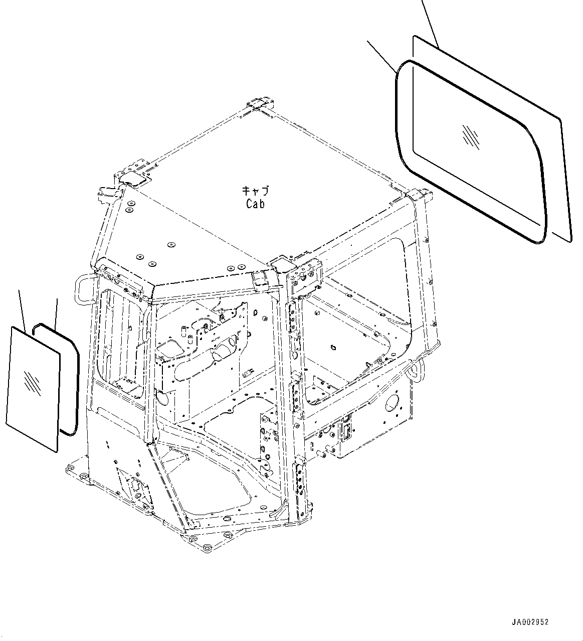 Komatsu parts book diagram for D65PX-16 S/N 80001-UP: ROPS  ? ?МЮ,  ?ЮЧЅ іІЭДЮ ‘OҐЊг(#80001-)