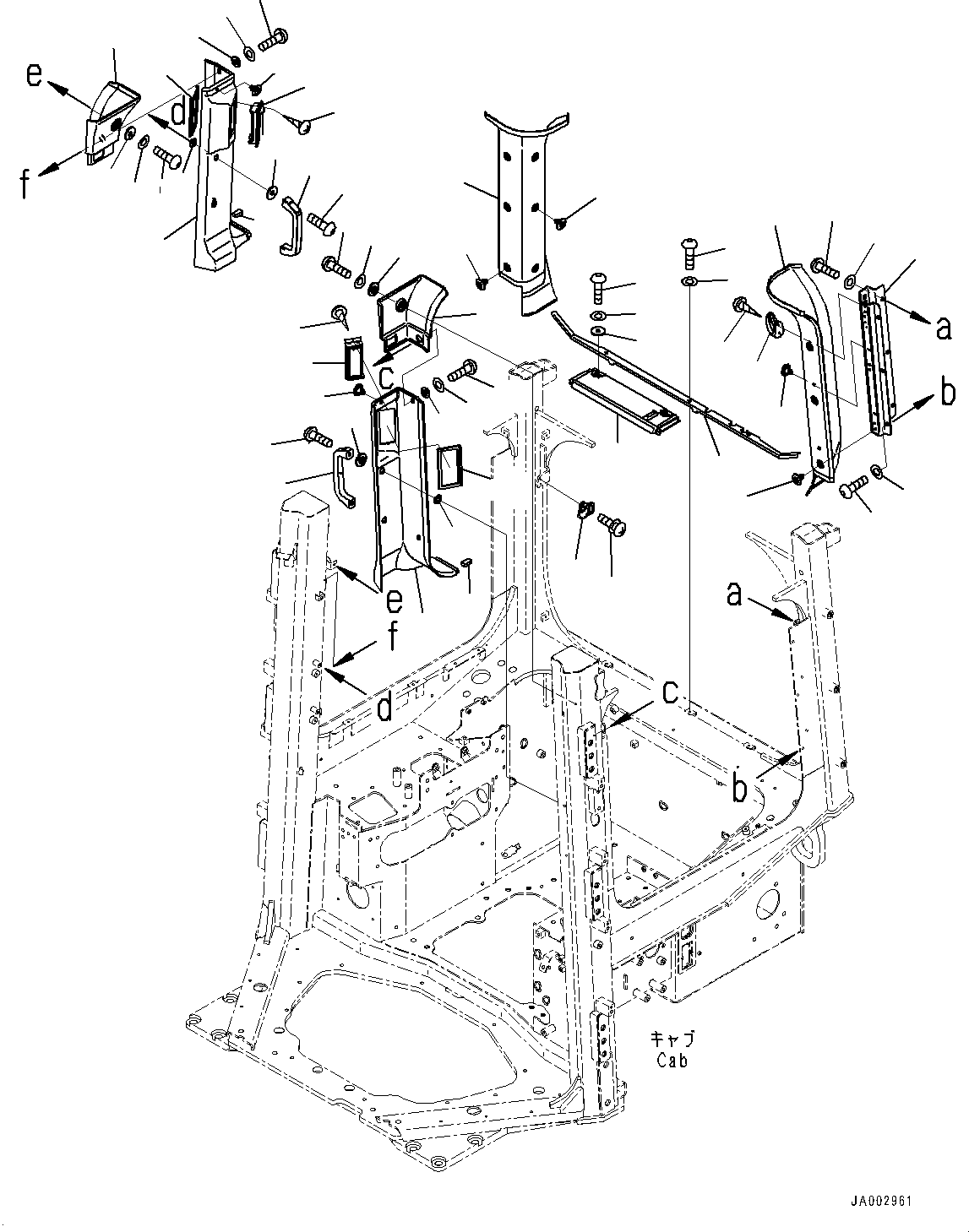 Komatsu parts book diagram for D65PX-16 S/N 80001-UP: ROPS  ? ?МЮ,  ?Ю ?ЖЇј ?(#80001-)