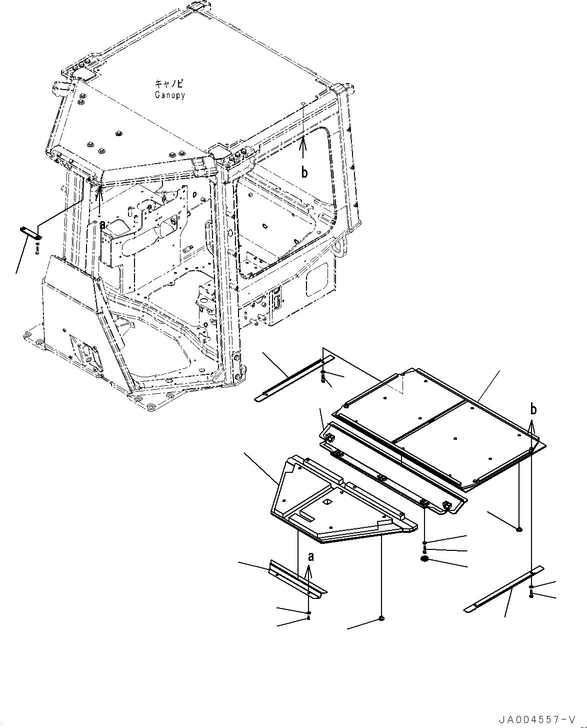 Komatsu parts book diagram for D65PX-16 S/N 80001-UP: ROPS  ? ?ЙЛЯ, Щ ?М  ?КЮ ?(#80001-)