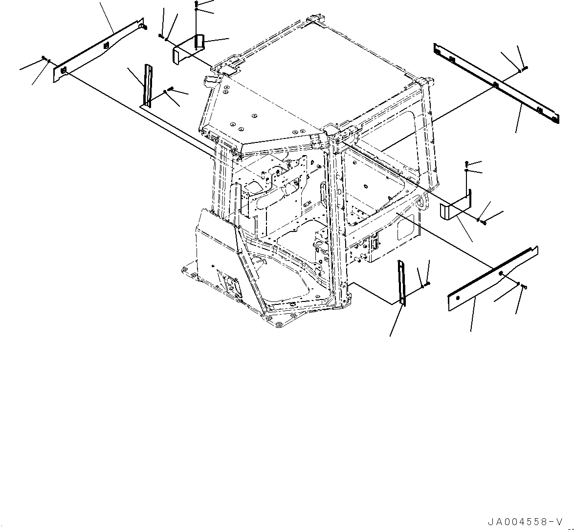 Komatsu parts book diagram for D65PX-16 S/N 80001-UP: ROPS  ? ?ЙЛЯ,  ?КЮ ?(#80001-)