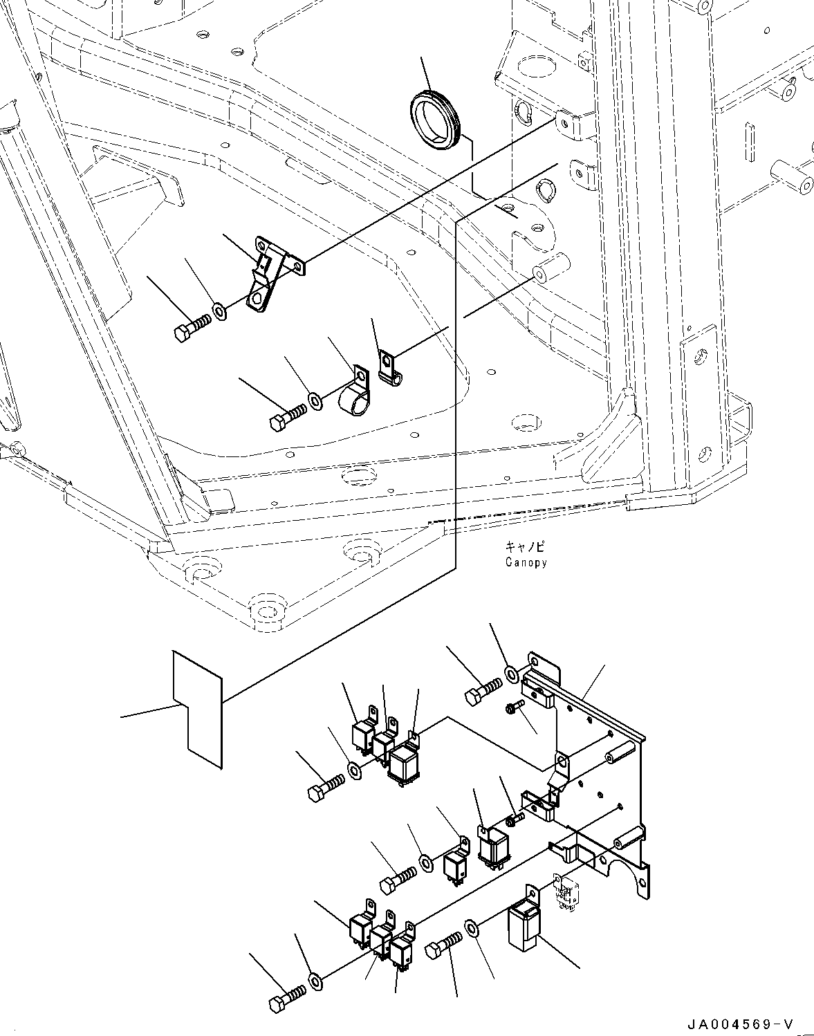 Komatsu parts book diagram for D65PX-16 S/N 80001-UP: ROPS  ? ?ЙЛЯ, МЫ ? ЬІФШЭёЮК ?ИЅ ЉЦ?A•”•I(#80001-)