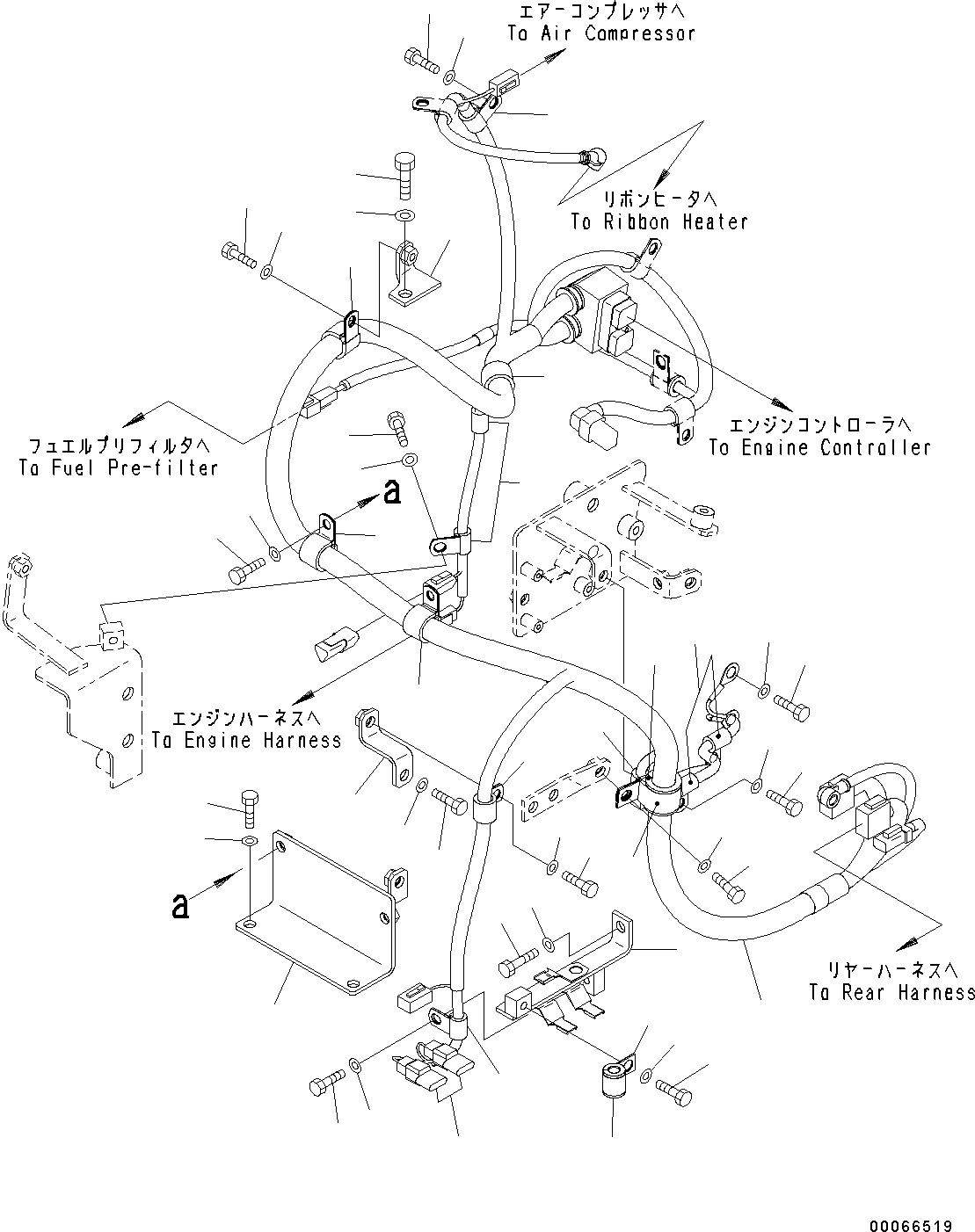 Wheel Loaders Komatsu / WA200-6 S/N C10001-UP(0000250B) / Engine Harness Wire Harness (#C10001-)(B002001 : B0110-001001)