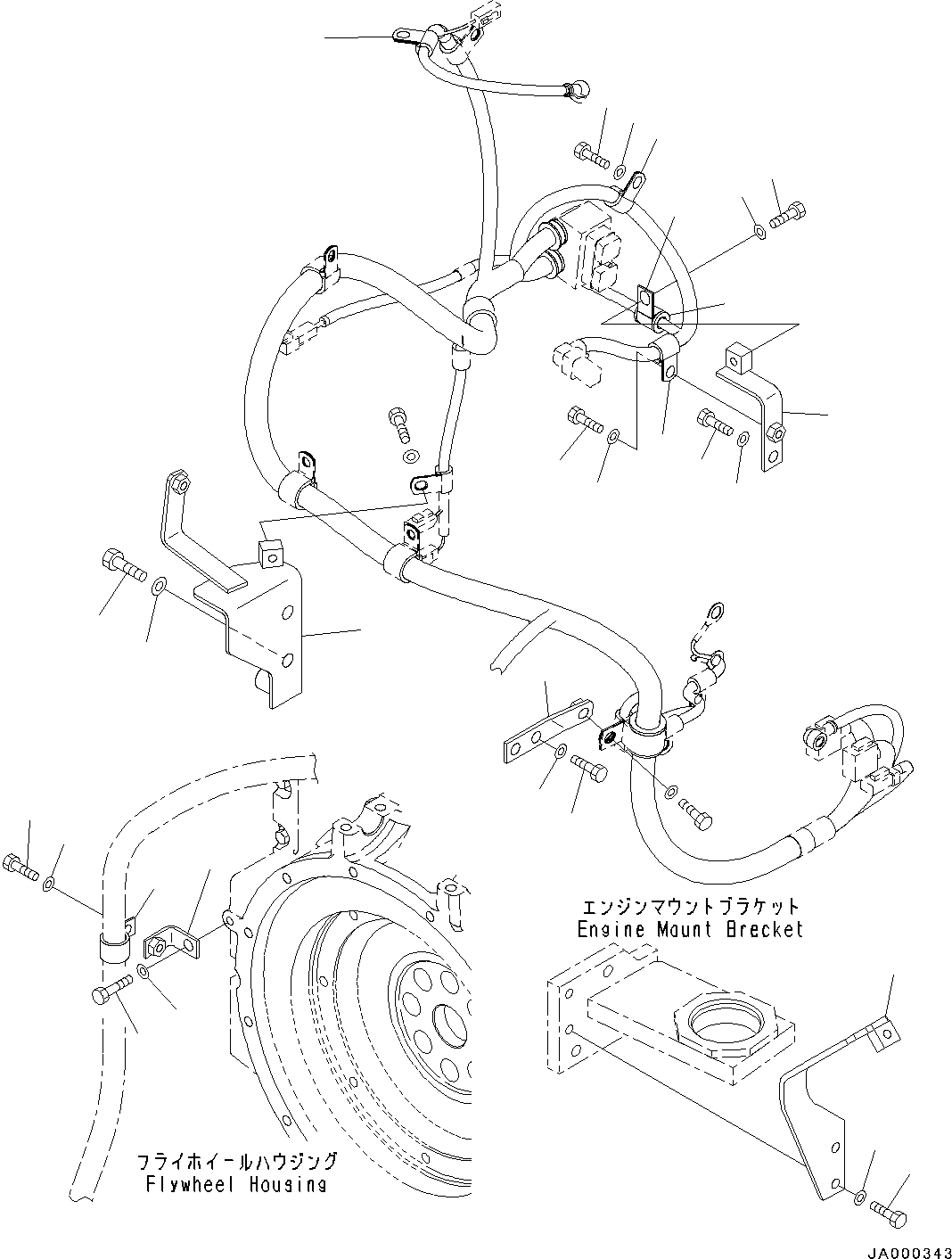 Wheel Loaders Komatsu / WA200-6 S/N C10001-UP(0000250B) / Engine Harness Bracket (#C10001-)(B002002 : B0110-001002)
