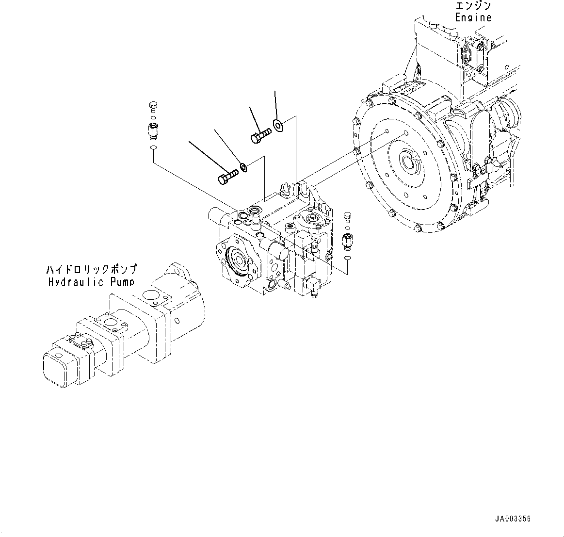 Wheel Loaders Komatsu / WA200-6 S/N C10001-UP(0000250B) / Hydrostatic Transmission (HST) Pump And Motor Pump Mounts (#C10001-)(F002015 : F2430-001015)