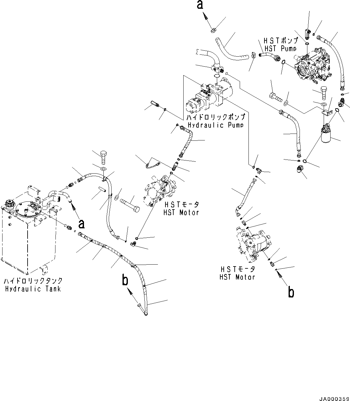 Wheel Loaders Komatsu / WA200-6 S/N C10001-UP(0000250B) / Hydrostatic Transmission (HST) Oil Piping Charge Piping (#C10001-)(F003001 : F2760-001001)