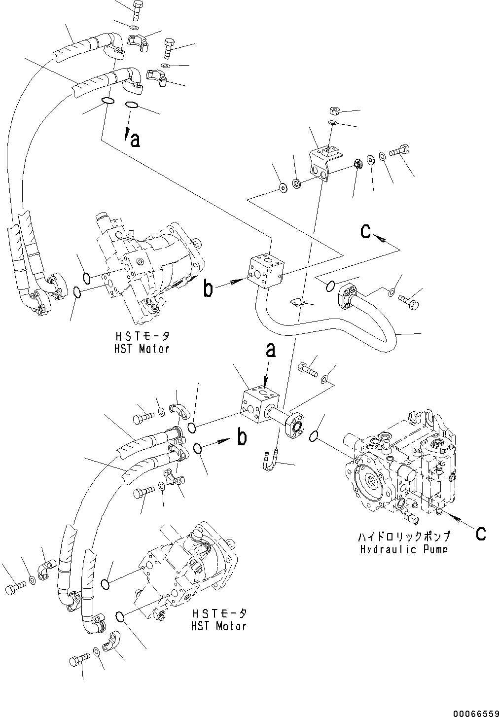 Wheel Loaders Komatsu / WA200-6 S/N C10001-UP(0000250B) / Hydrostatic Transmission (HST) Oil Piping Main Circuit (#C10001-)(F003002 : F2760-001002)