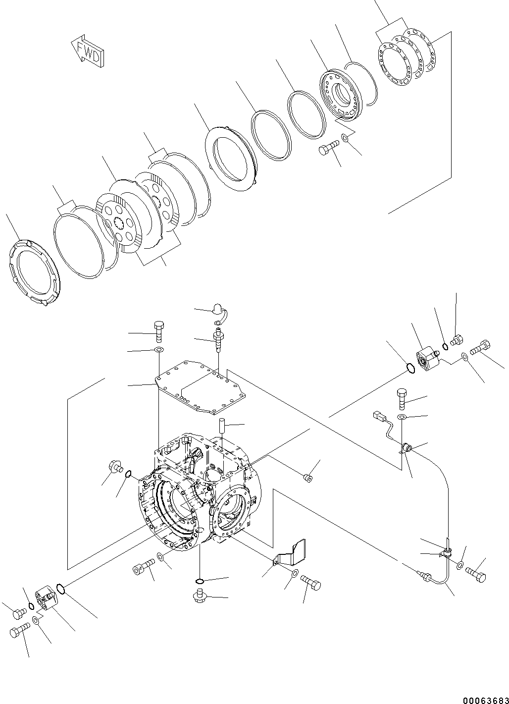 Wheel Loaders Komatsu / WA200-6 S/N C10001-UP(0000250B) / Front Axle Cover and Brake (#C10001-)(F005004 : F4400-001004)