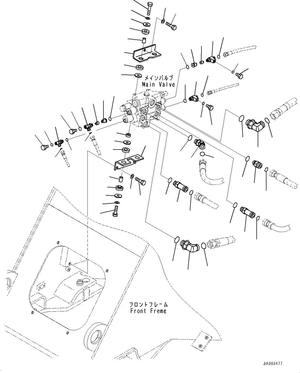 Wheel Loaders Komatsu / WA200-6 S/N C10001-UP(0000250B) / Hydraulic Control Valve, Without Electronic Controlled Suspension System (ECSS)  Main Valve Related Parts (#C10001-)(H003003 : H0120-002003)