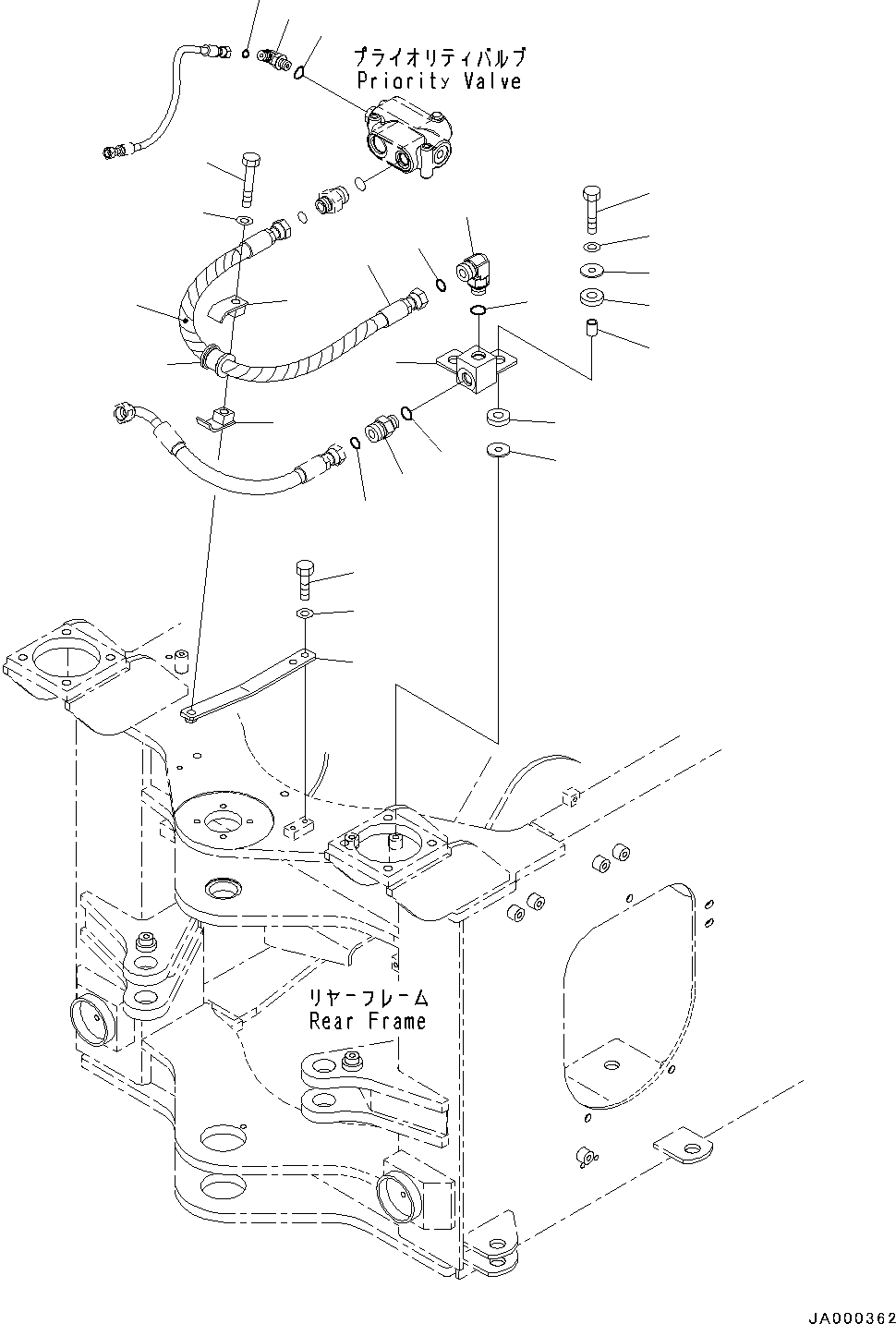 Wheel Loaders Komatsu / WA200-6 S/N C10001-UP(0000250B) / Steering Control Valve Priority Valve Piping (1/2) (#C10001-)(H004002 : H0122-001002)