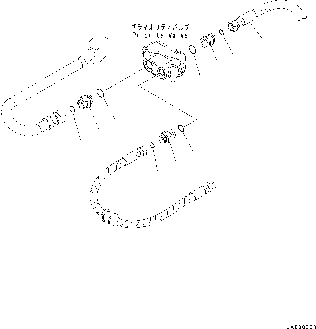 Wheel Loaders Komatsu / WA200-6 S/N C10001-UP(0000250B) / Steering Control Valve Tee and Union (#C10001-)(H004004 : H0122-001004)