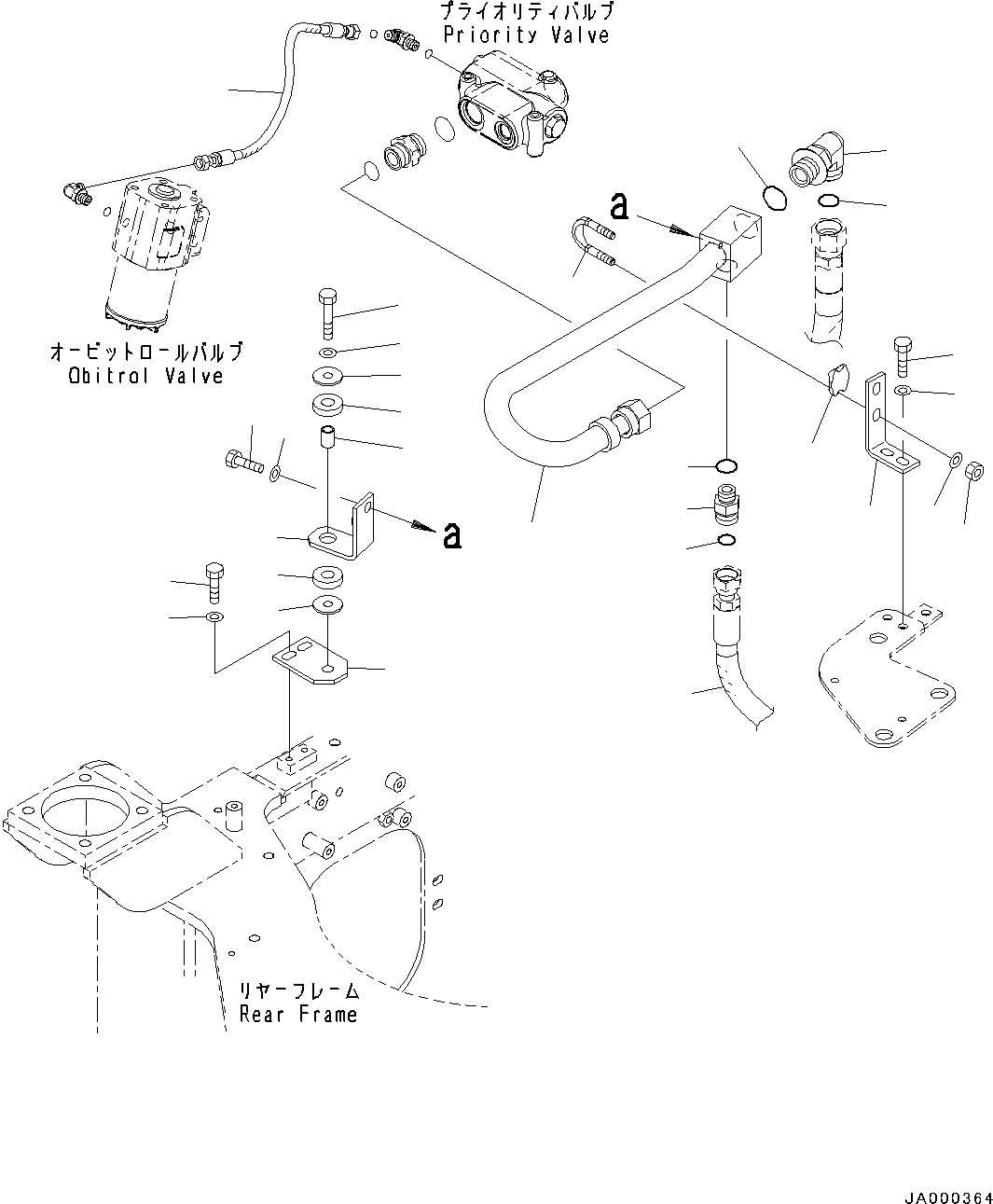 Wheel Loaders Komatsu / WA200-6 S/N C10001-UP(0000250B) / Steering Control Valve Priority Valve Piping (2/2) (#C10001-)(H004005 : H0122-001005)