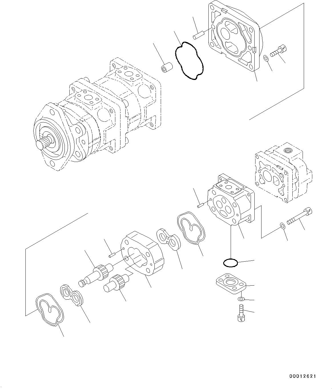 Wheel Loaders Komatsu / WA200-6 S/N C10001-UP(0000250B) / Hydraulic Oil Pump Hydraulic Oil Pump, Inner Parts (3/4) (#C10001-)(H005003 : H0210-001003)