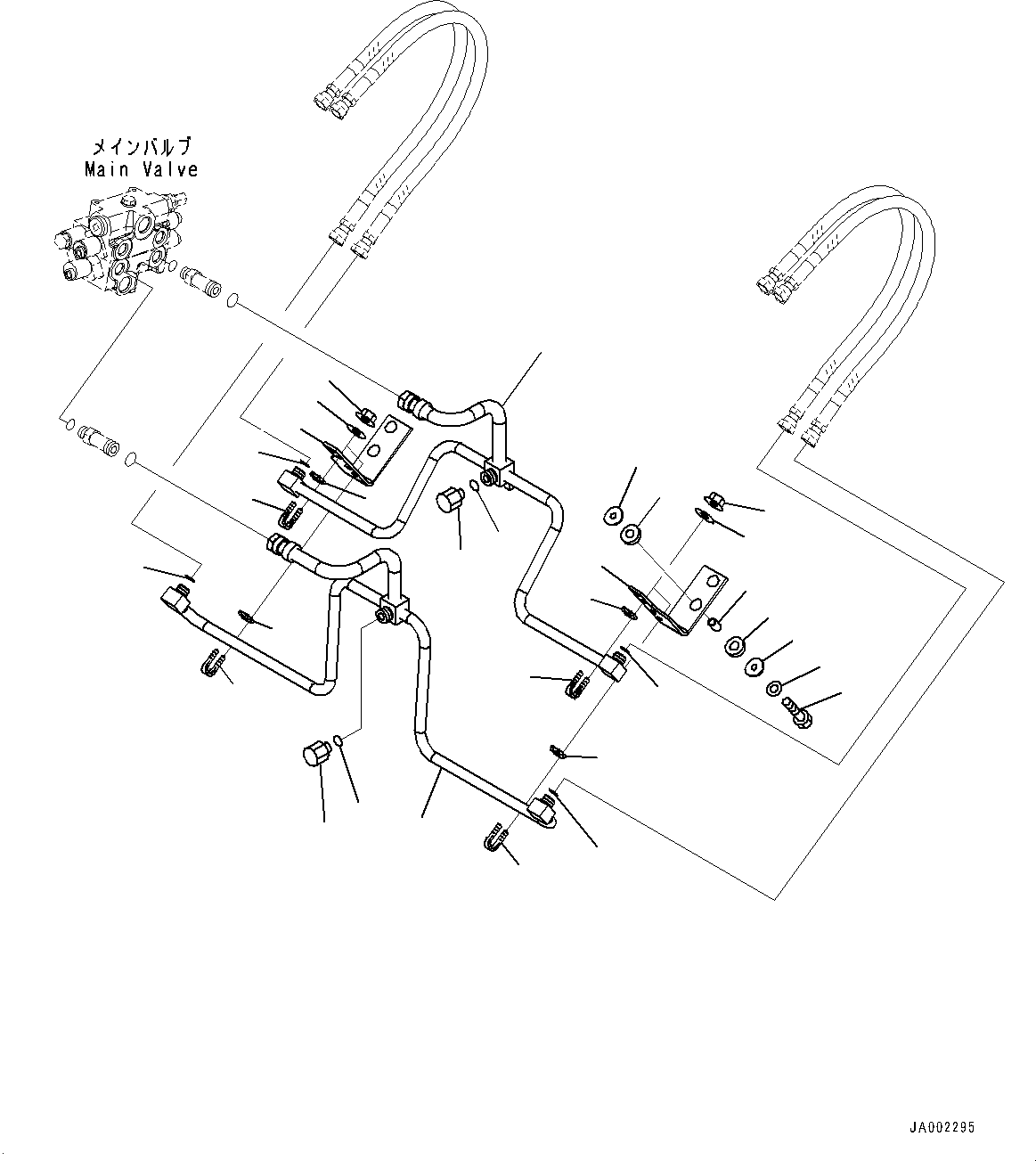 Wheel Loaders Komatsu / WA200-6 S/N C10001-UP(0000250B) / Hydraulic Circuit, Without Electronic Controlled Suspension System (ECSS)  Lift Cylinder Piping (1/2) (#C10001-)(H008004 : H4200-002004)
