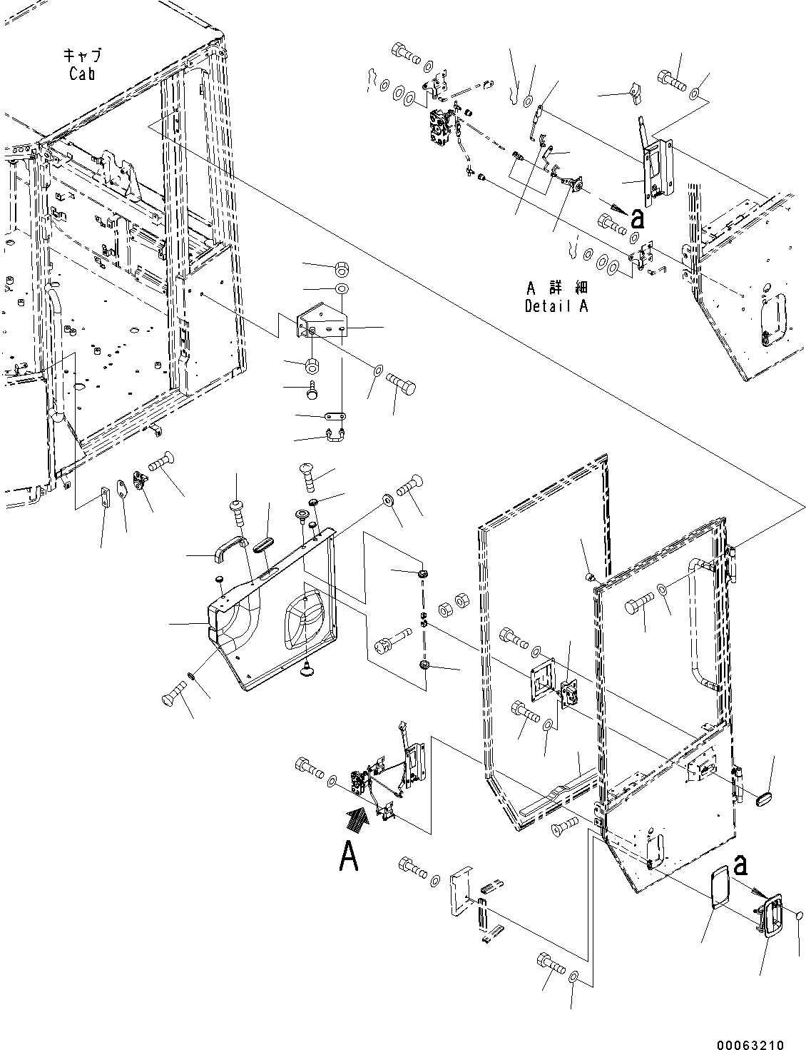 Wheel Loaders Komatsu / WA200-6 S/N C10001-UP(0000250B) / ROPS Cab And Floor Frame Group Door and Latch, LHS (2/2) (#C10001-)(K003003 : K0210-001003)
