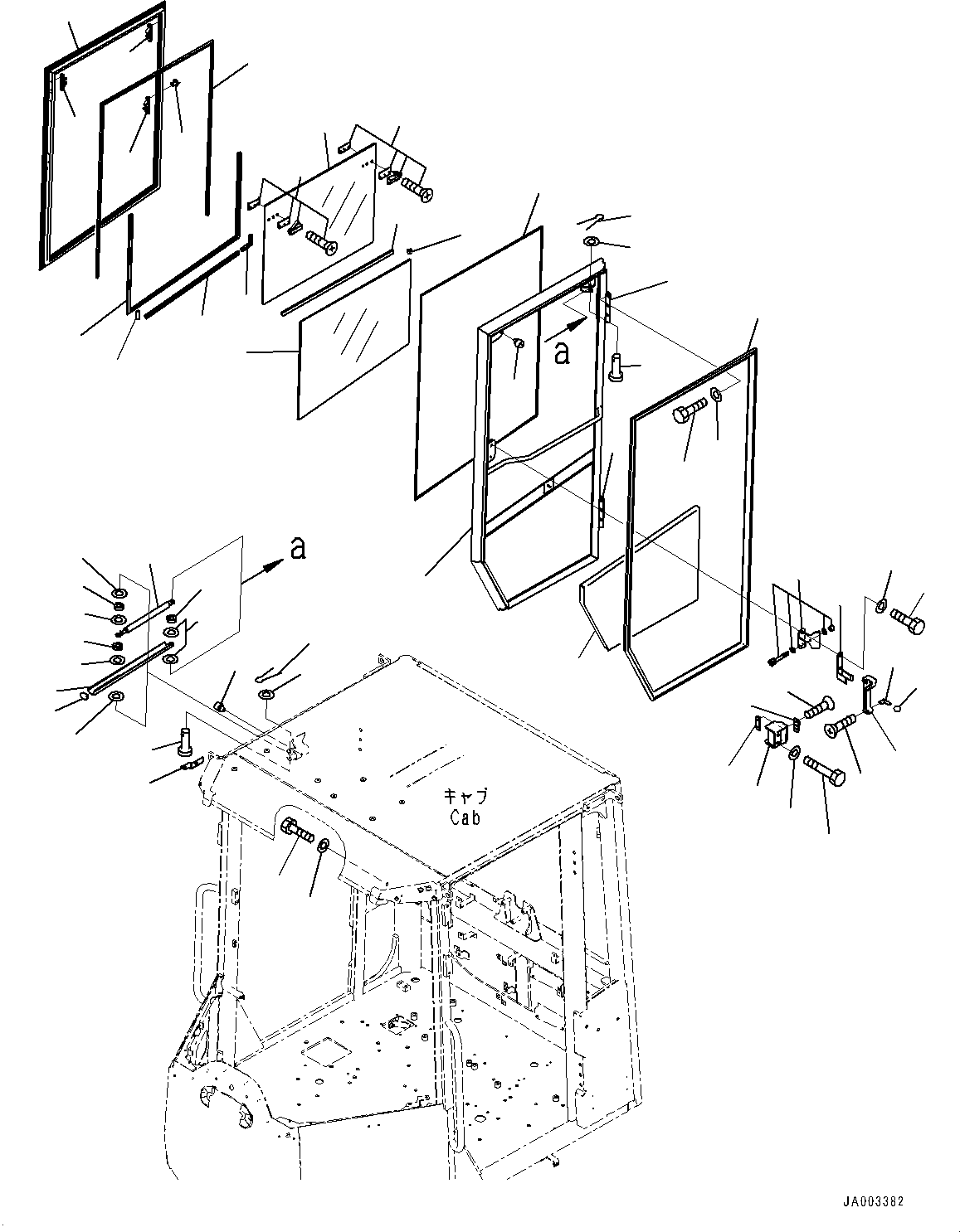 Wheel Loaders Komatsu / WA200-6 S/N C10001-UP(0000250B) / ROPS Cab And Floor Frame Group Door and Latch, RHS (#C10001-)(K003004 : K0210-001004)