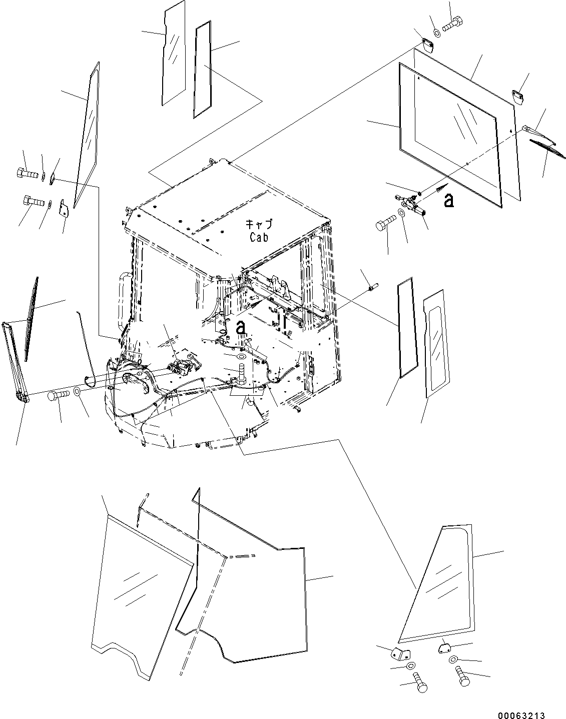 Wheel Loaders Komatsu / WA200-6 S/N C10001-UP(0000250B) / ROPS Cab And Floor Frame Group Glass Windows and Wipers (#C10001-)(K003005 : K0210-001005)