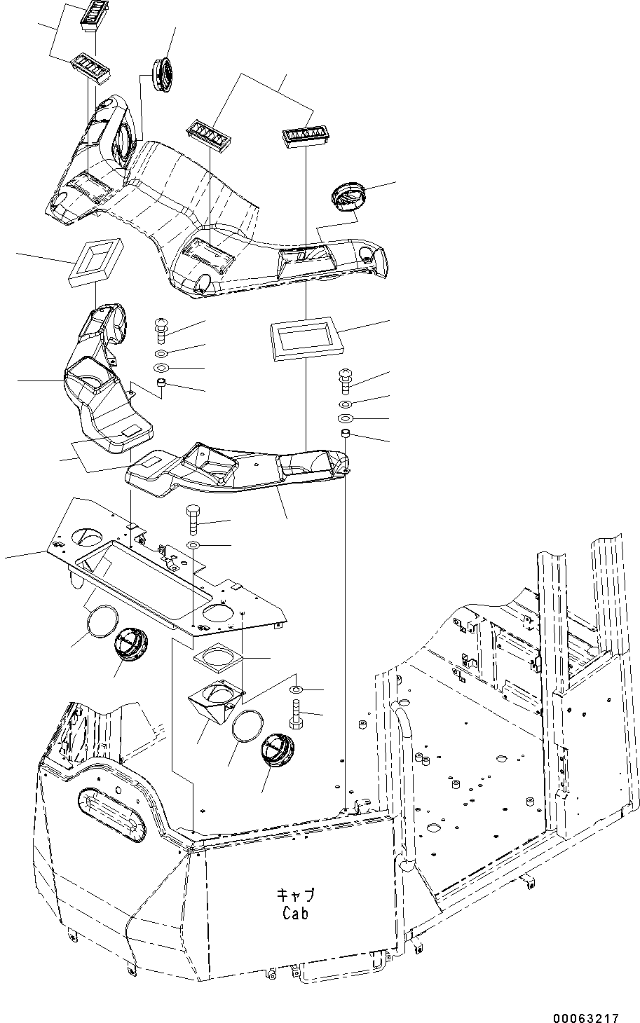 Wheel Loaders Komatsu / WA200-6 S/N C10001-UP(0000250B) / ROPS Cab And Floor Frame Group Air Conditioner Duct (#C10001-)(K003011 : K0210-001011)