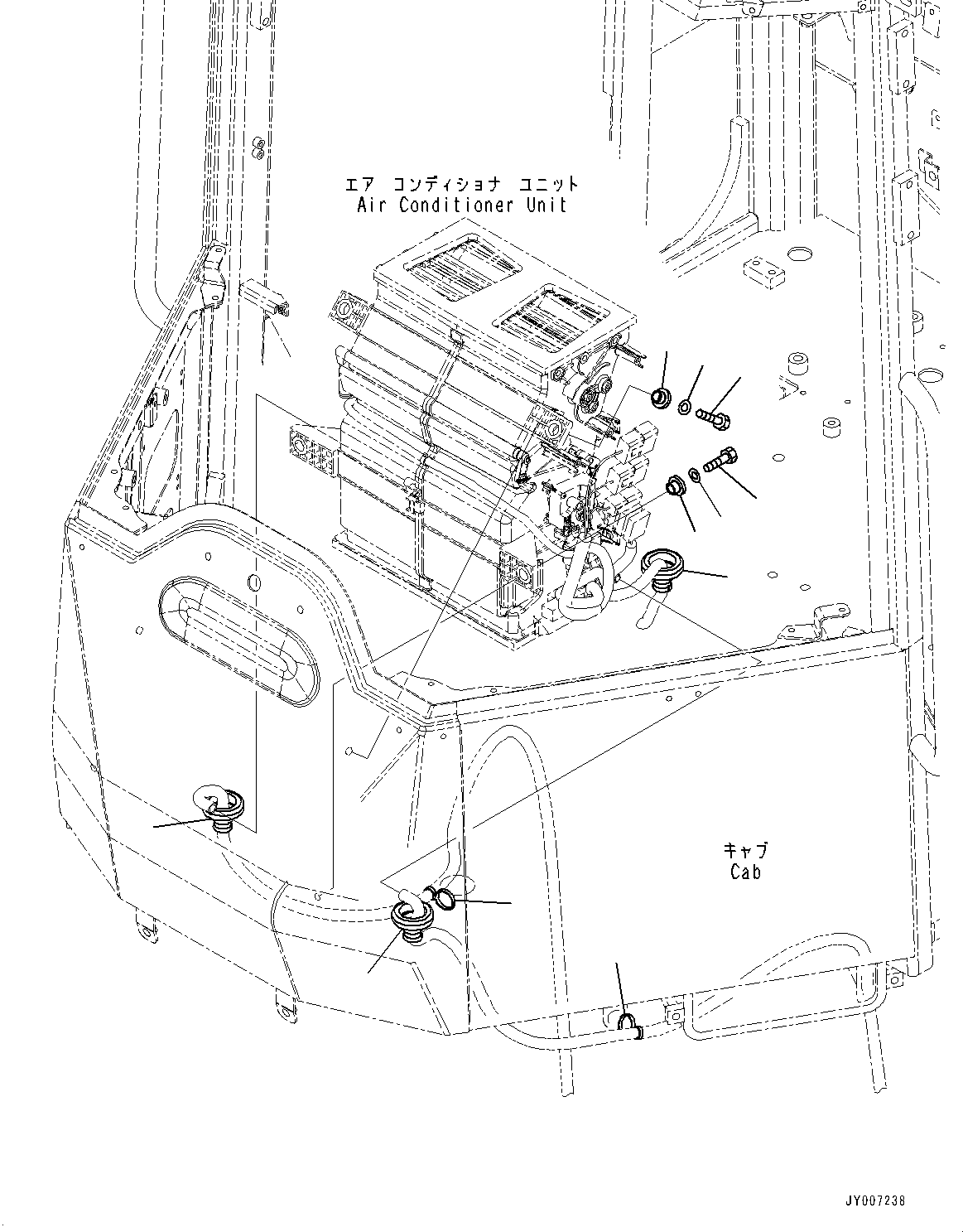Wheel Loaders Komatsu / WA200-6 S/N C10001-UP(0000250B) / ROPS Cab And Floor Frame Group Air Conditioner Unit Mounts (#C10001-)(K003013 : K0210-001013)