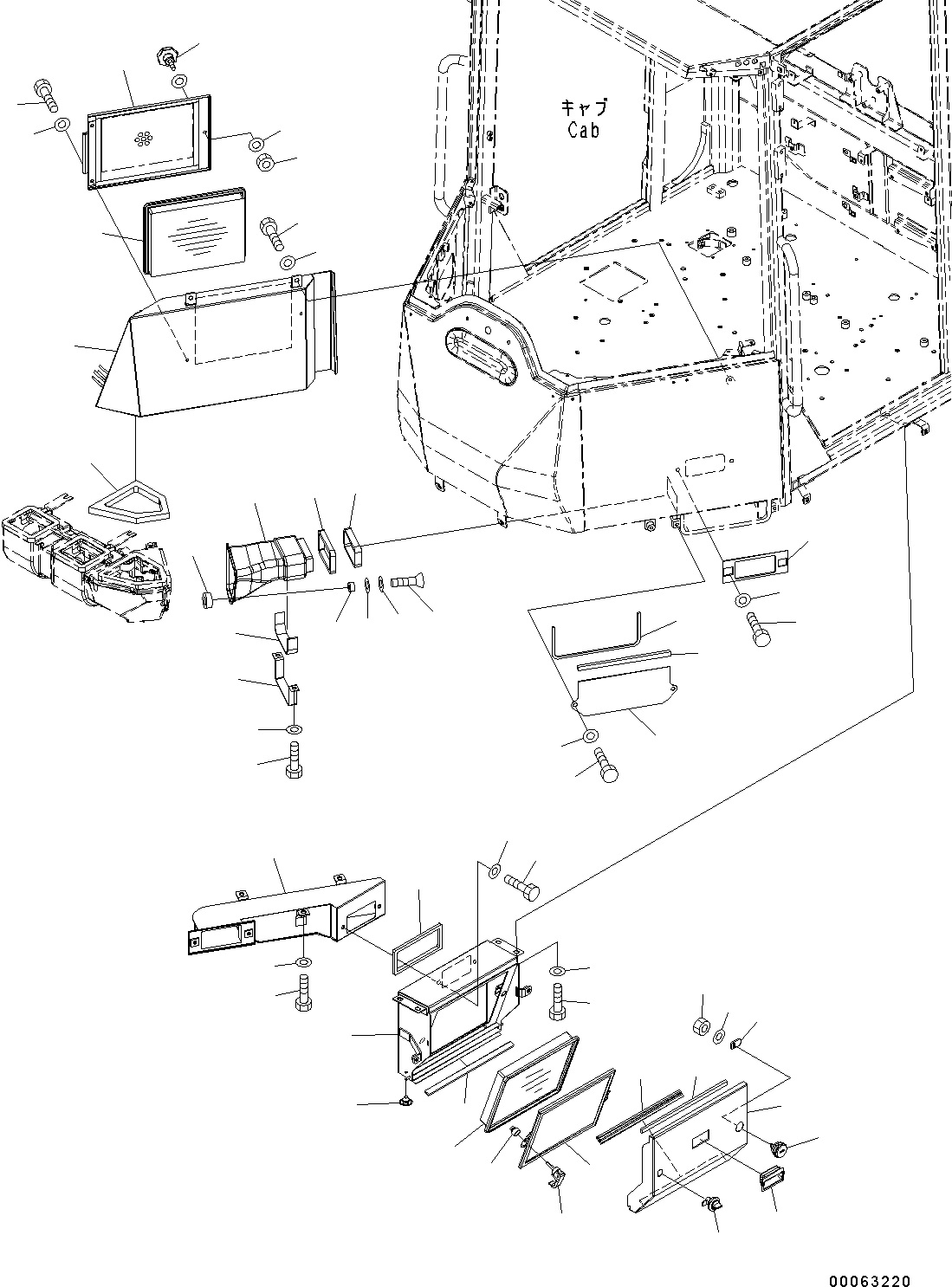 Wheel Loaders Komatsu / WA200-6 S/N C10001-UP(0000250B) / ROPS Cab And Floor Frame Group Air Conditioner and Heater, Filter (#C10001-)(K003015 : K0210-001015)