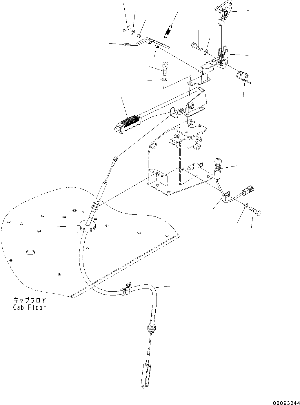 Wheel Loaders Komatsu / WA200-6 S/N C10001-UP(0000250B) / ROPS Cab And Floor Frame Group Parking Brake Lever (#C10001-)(K003033 : K0210-001033)