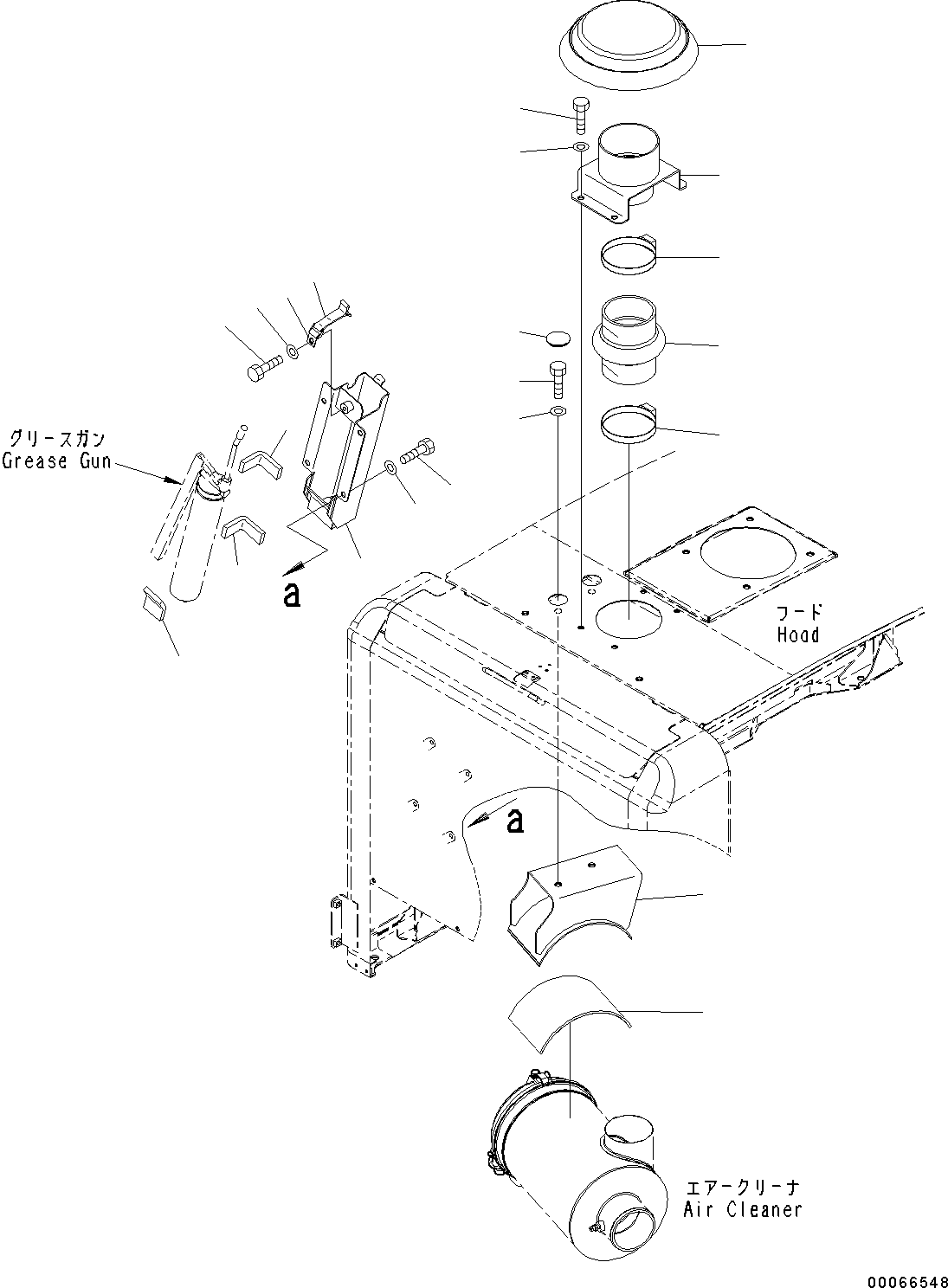 Wheel Loaders Komatsu / WA200-6 S/N C10001-UP(0000250B) / Engine Hood Air Cleaner Cap And Grease Gun Bracket (#C10001-)(M001007 : M4100-001007)