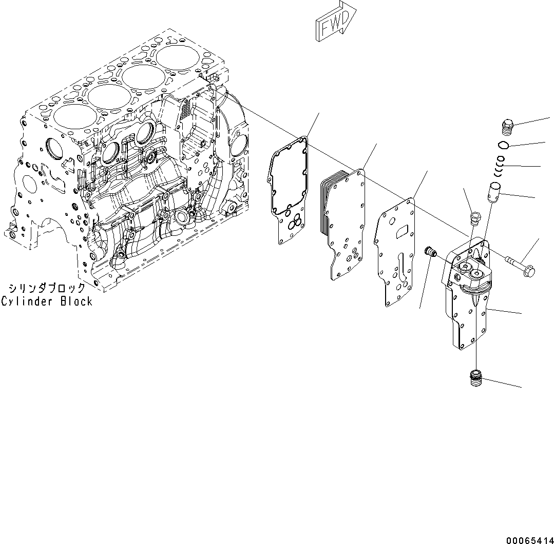 Engines Komatsu / SAA4D107E-1B S/N 26537379-UP (For WA200-6)(0000251B) / Engine Oil Cooler (#26537379-)(C003001 : ALC00-001001)