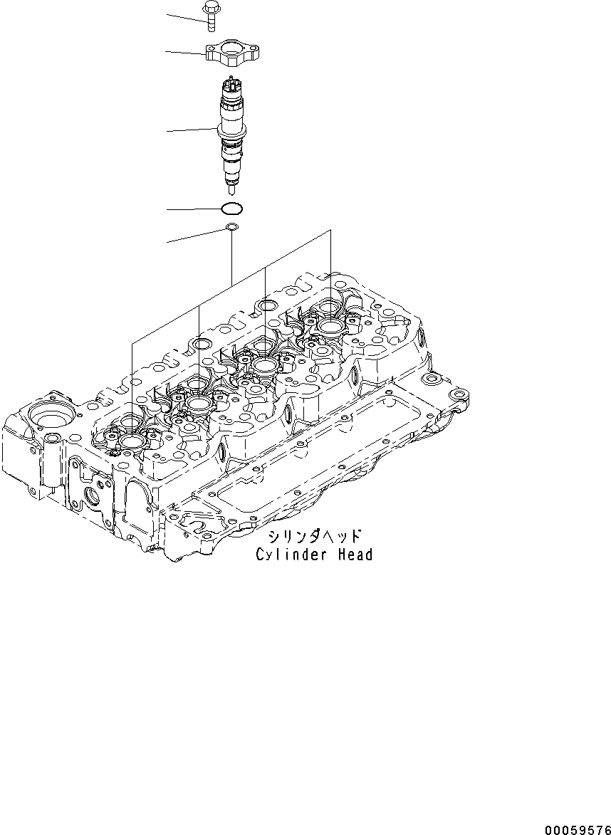 Engines Komatsu / SAA4D107E-1B S/N 26537379-UP (For WA200-6)(0000251B) / Fuel Injector (#26537379-)(D003001 : A4219-001001)