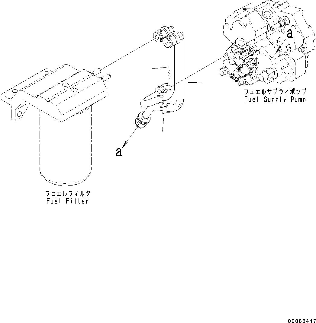 Engines Komatsu / SAA4D107E-1B S/N 26537379-UP (For WA200-6)(0000251B) / Fuel Filter Plumbing (#26537379-)(D006001 : AFF20-001001)