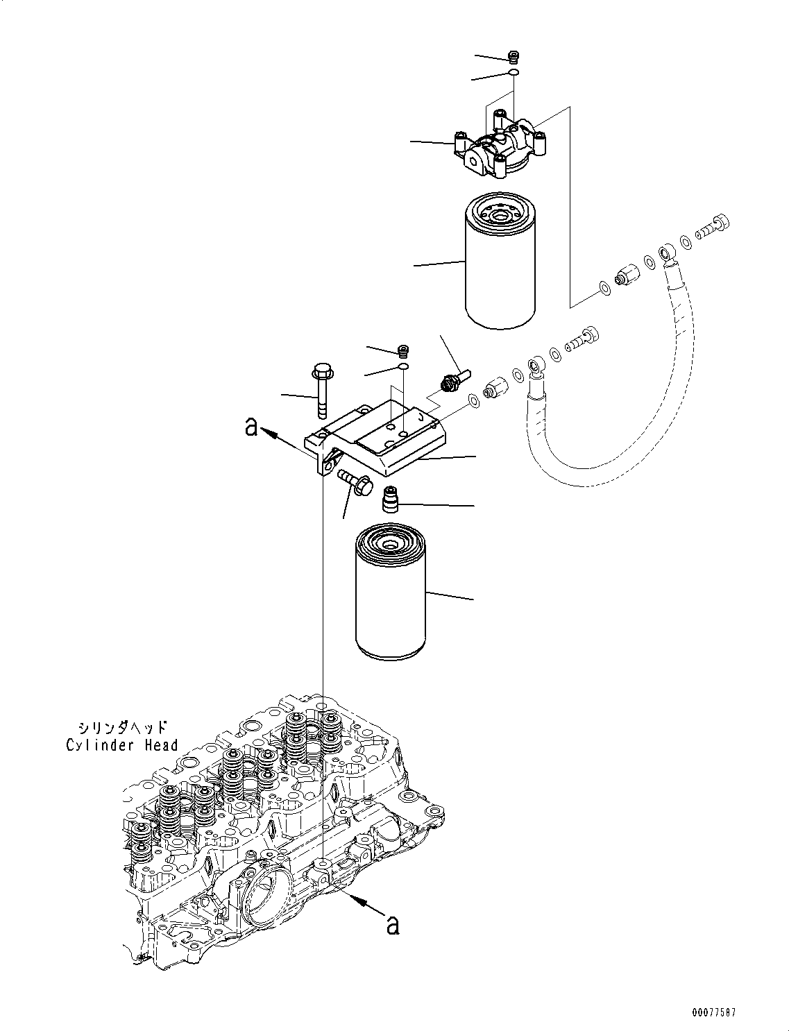 Engines Komatsu / SAA4D107E-1B S/N 26537379-UP (For WA200-6)(0000251B) / Fuel Filter Location, Extra Poor Fuel Spec. (#26537379-)(D009001 : AFF10-002001)