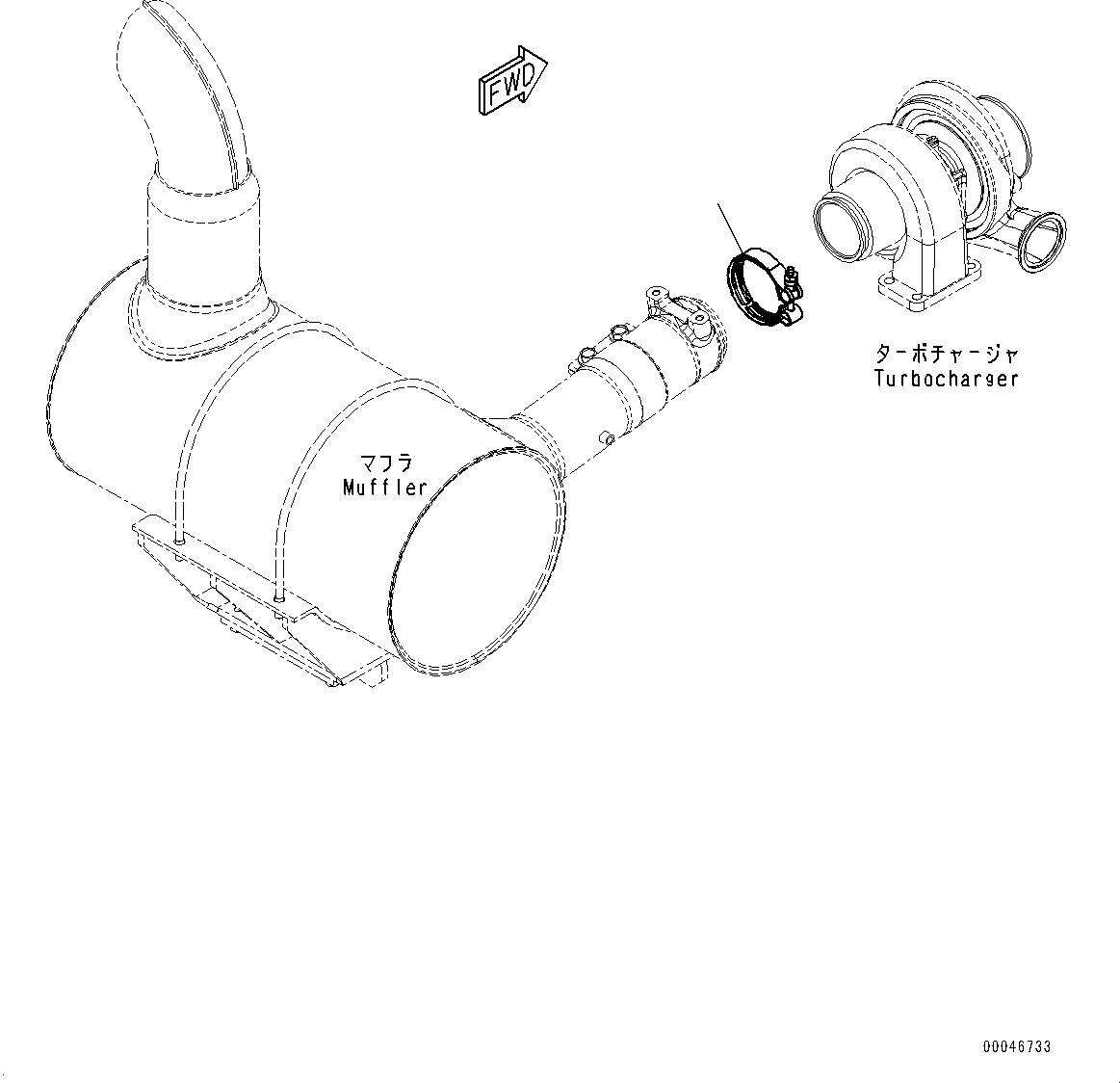 Komatsu parts book diagram for SAA6D107E-1J S/N 26534228-UP (For WA320-6/WA320PZ-6): EXHAUST CONNECTOR CLAMP (#26534228-)