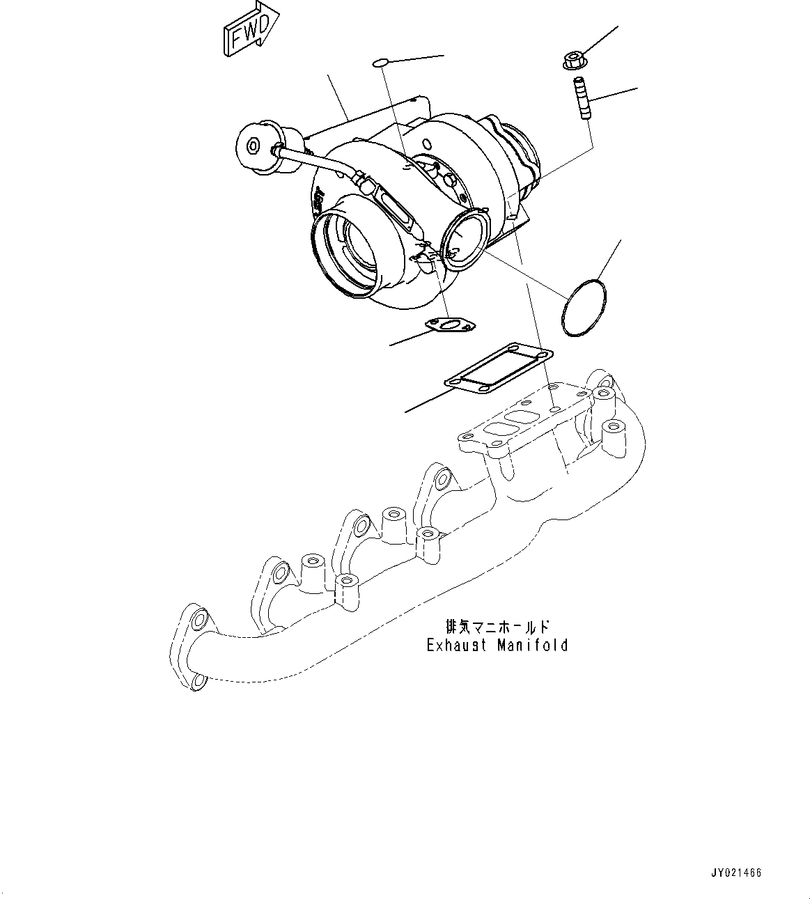 Komatsu parts book diagram for SAA6D107E-1J S/N 26534228-UP (For WA320-6/WA320PZ-6): TURBOCHARGER (#26534228-)
