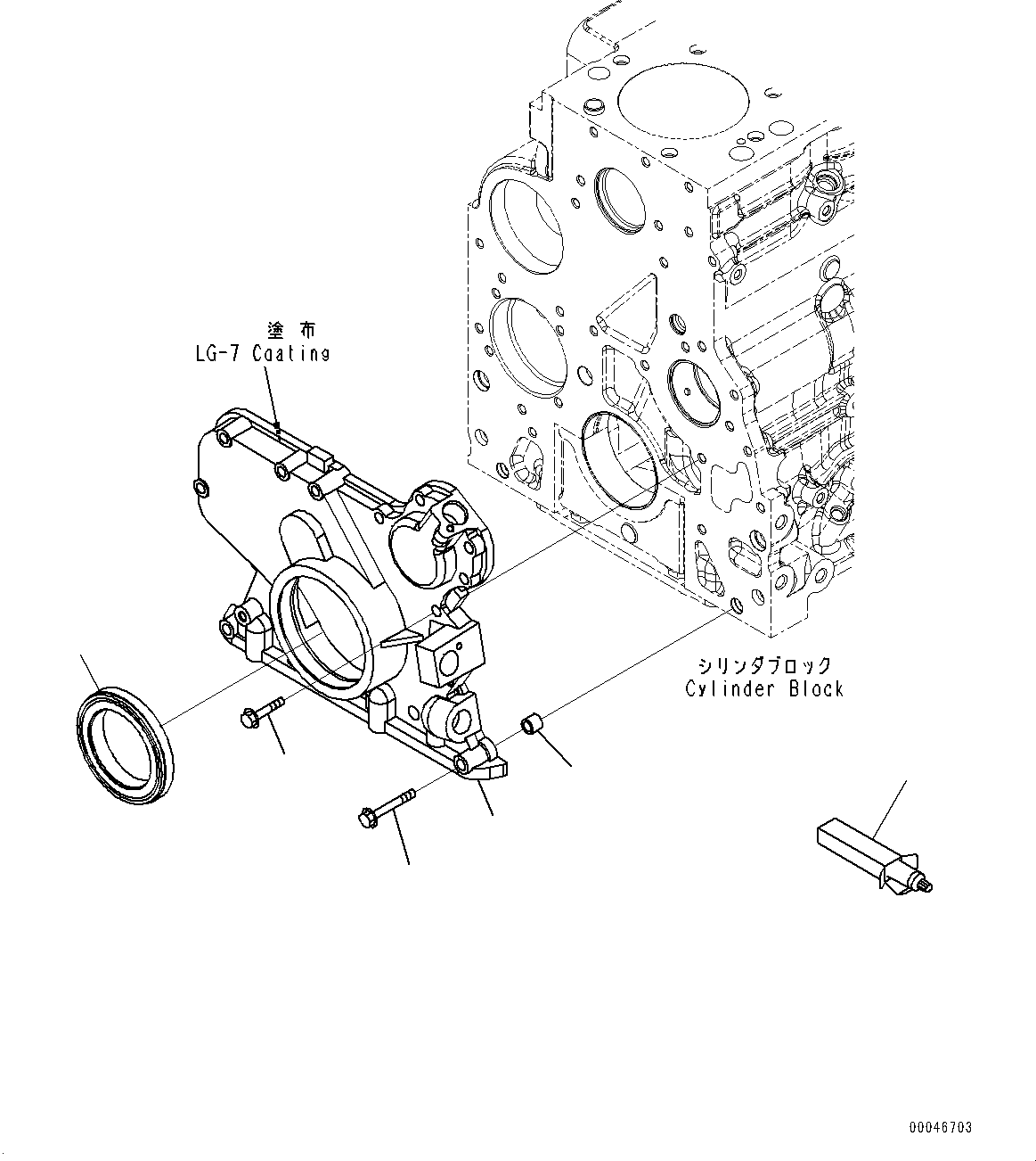 Komatsu parts book diagram for SAA6D107E-1J S/N 26534228-UP (For WA320-6/WA320PZ-6): FRONT GEAR COVER (#26534228-)