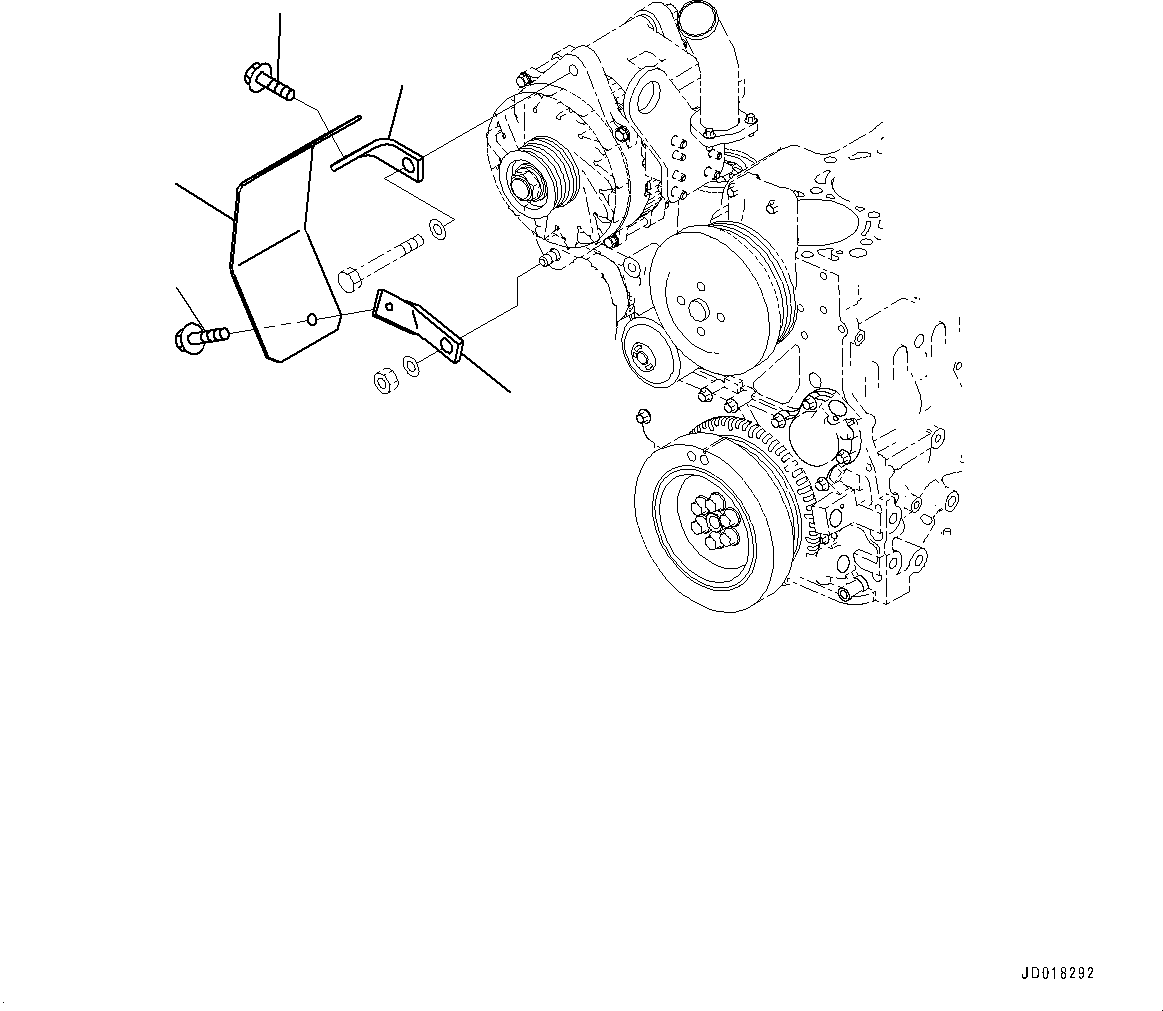 Komatsu parts book diagram for SAA6D107E-1J S/N 26534228-UP (For WA320-6/WA320PZ-6): ALTERNATOR COVER (#26550211-)